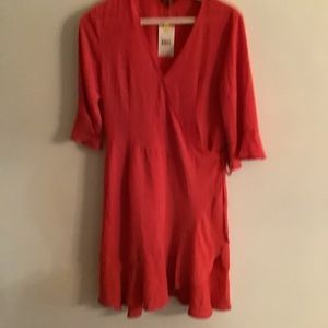 NWT Ladies red dress with flared sleeves and skirt